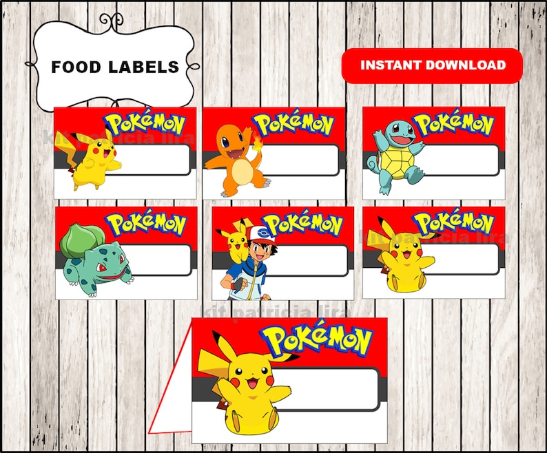 Pokemon food labels free