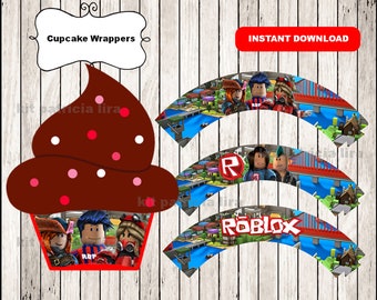 Roblox cupcakes wrappers, printable Roblox party cupcakes wrappers, Roblox wrappers