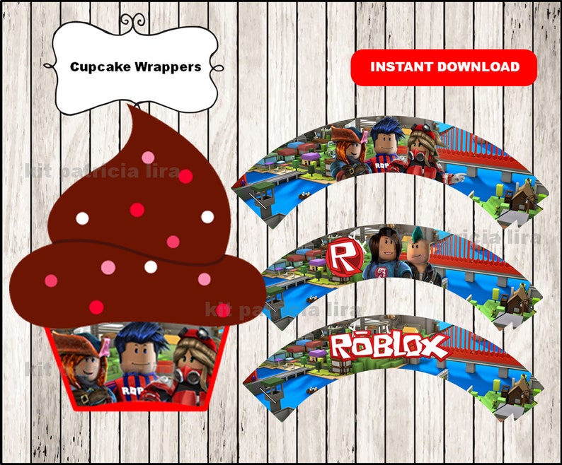 Roblox Cupcakes Wrappers Printable Roblox Party Cupcakes Etsy - digital item roblox thank you tags instant download roblox etsy