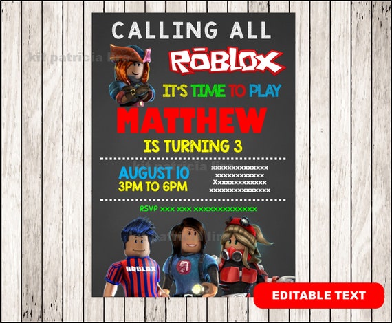 Roblox Chalkboard Party Invitation Roblox Invitation Customizable Template Editable Pdf File You Fill And Print Instant Download - roblox game templates download