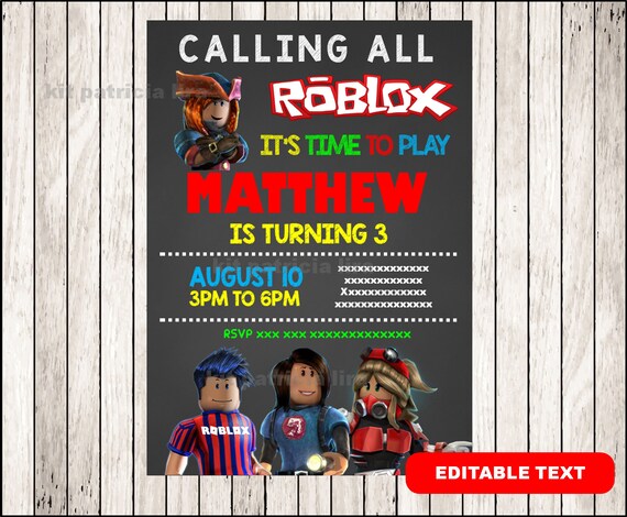 Roblox Chalkboard Party Invitation Roblox Invitation Customizable Template Editable Pdf File You Fill And Print Instant Download - roblox game templates download