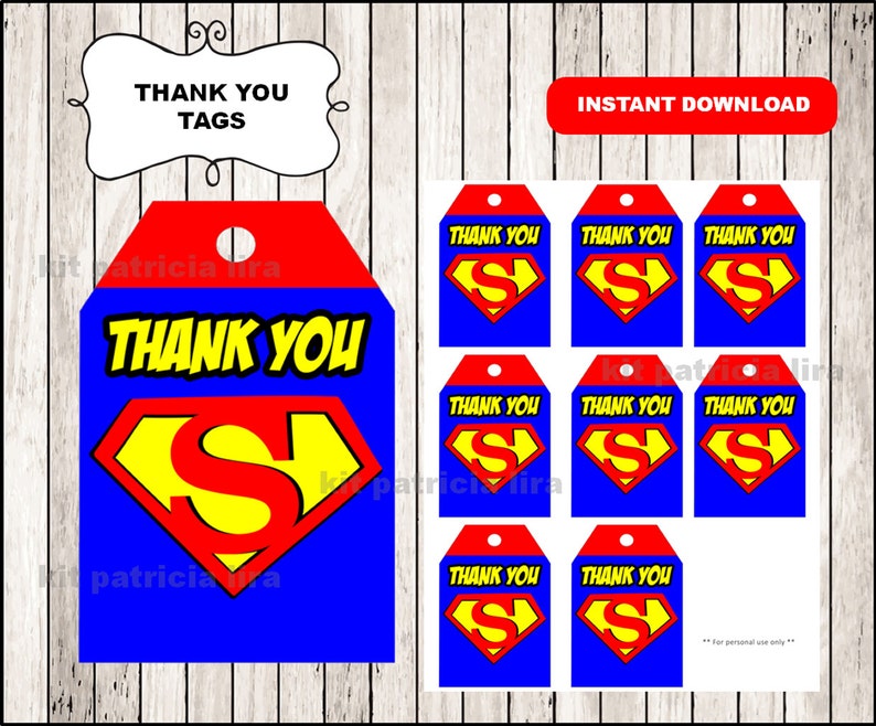 Superman Logo Thank You Tags Instant Download Superman Thank Etsy - roblox cards roblox thank you tags instant download etsy