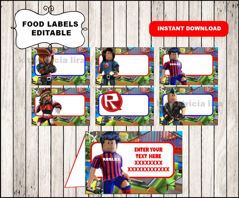 Roblox Food Labels Instant Download Roblox Food Tent Cards Etsy - image 0