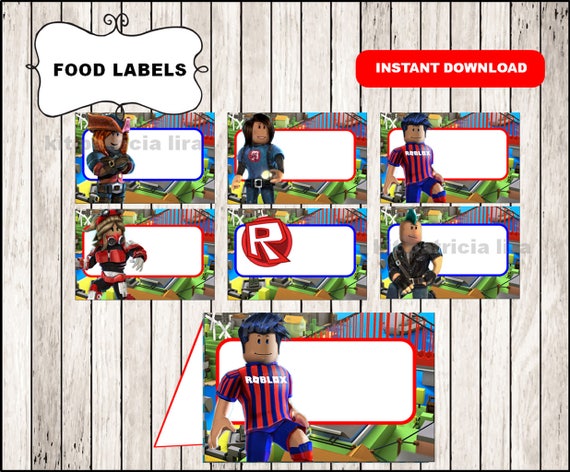 Roblox Food Labels Instant Download Roblox Food Tent Cards Roblox Party Food Labels - roblox paper cards