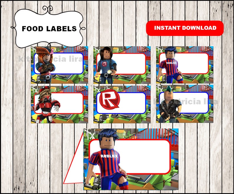 Roblox Food Labels Instant Download Roblox Food Tent Cards Etsy - image 0