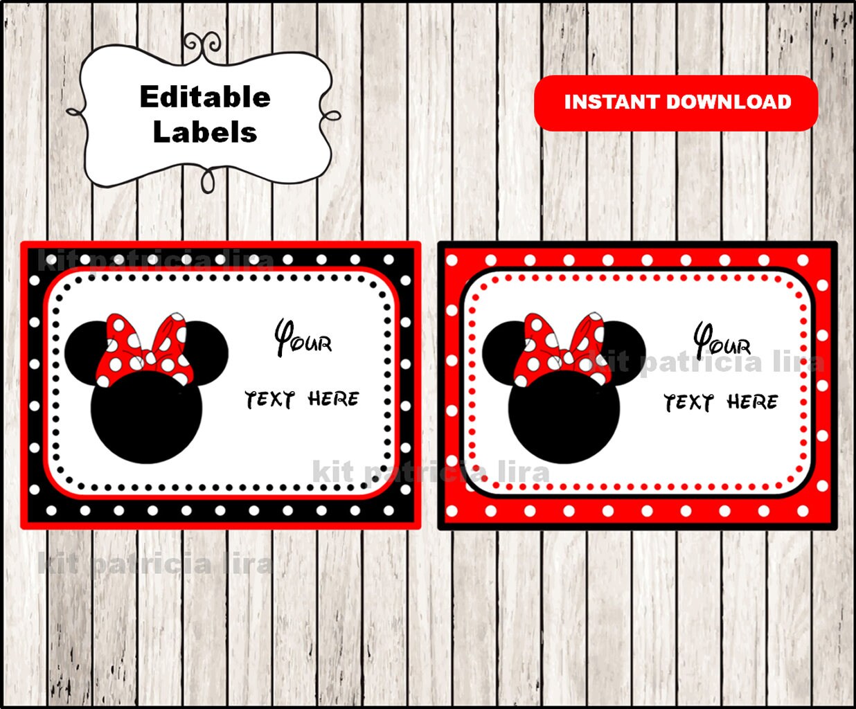Minnie Mouse Printable Cards Tags Book Labels Stickers Etsy