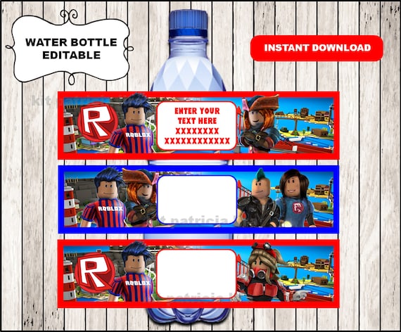 Roblox Water Labels Instant Download Printable Roblox Water Bottle Labels Roblox Wrappers Personalized Any Name Editable - roblox shirt erstellen