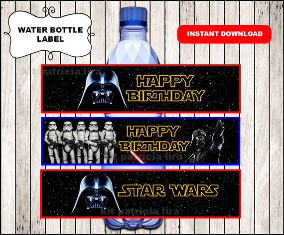 star wars water bottle labels