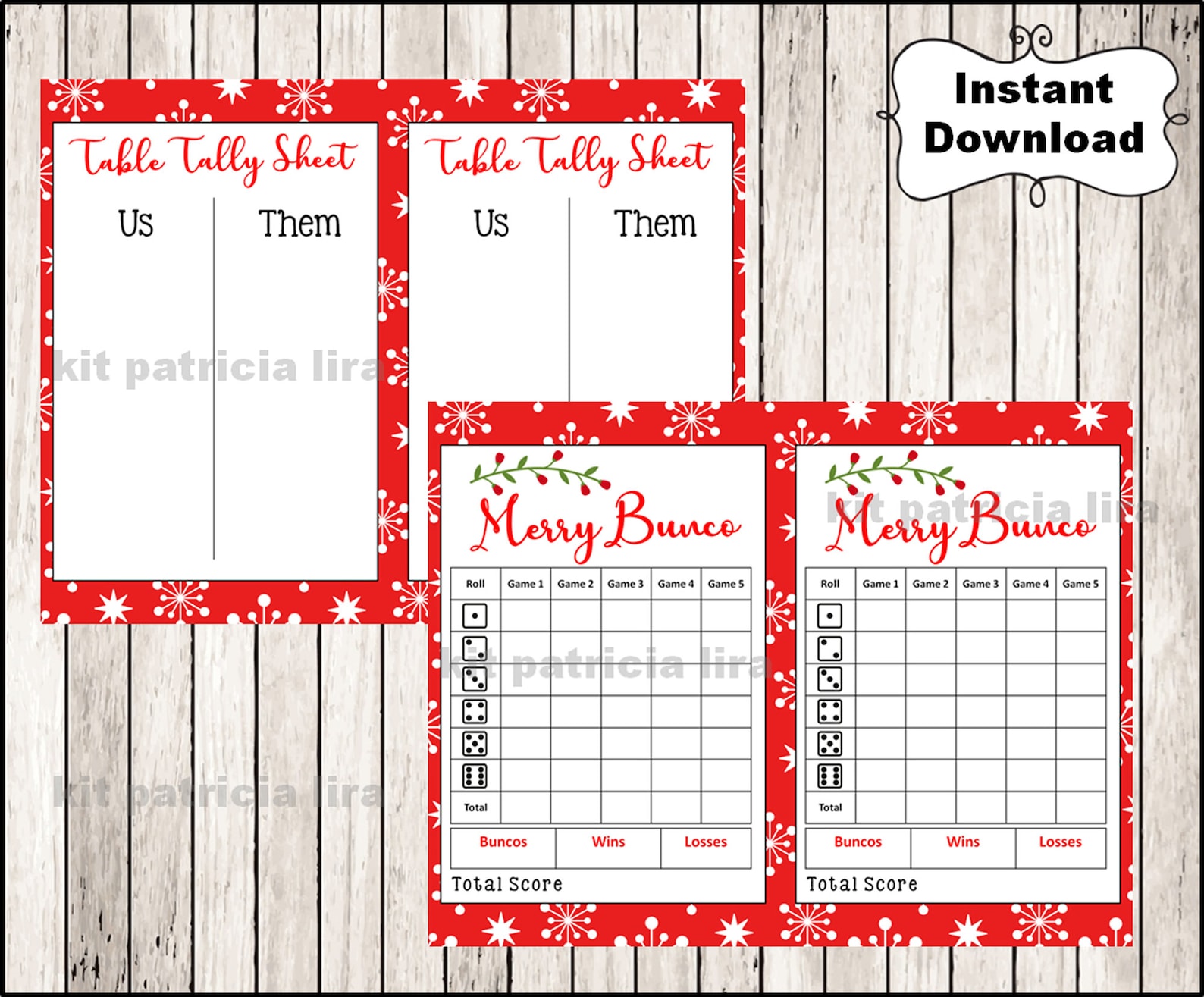 Free Printable Bunco Score Sheets Christmas