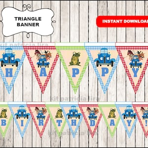 Little Blue Truck banner instant download , Little Blue Truck triangle banner, Printable Little Blue Truck banner