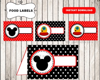 Mickey Mouse Food Labels Printable Mickey Mouse Food Tent - Etsy