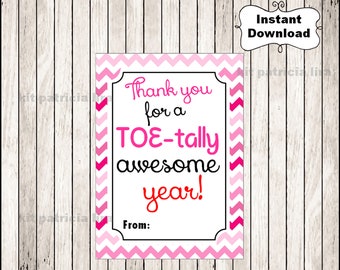 Tote-ally Awesome Year! Tote Bag Gift Tags, Great for Teacher Appreciation Gifts, Printable Instant Download