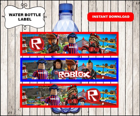 Roblox Water Labels Instant Download Printable Roblox Water Bottle Labels Roblox Wrappers - roblox toppers labels instant download roblox cupcakes