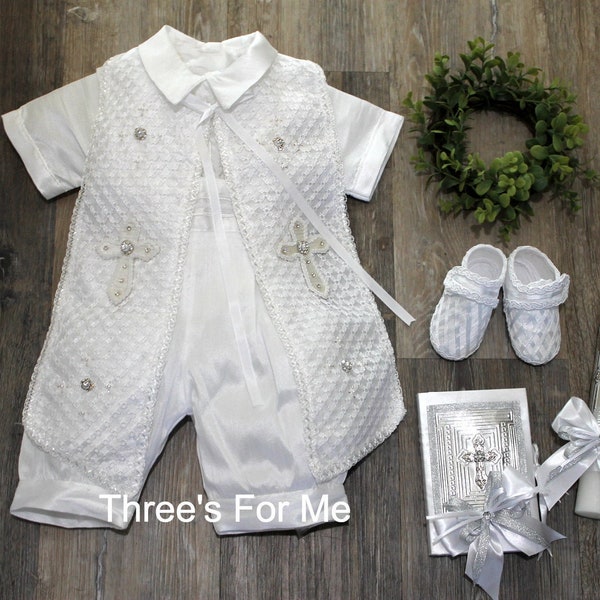 Boy Baptism Christening Outfit: Romper Gown Ropon, White Boy Gown, Vintage White Outfit, Boy Baptism, Niño Bautizo, Baptism Candle, Shoes,