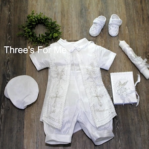 Boy Baptism Christening Outfit: Romper Gown Ropon, White Boy Gown, Vintage White Outfit, Boy Baptism, Niño Bautizo, Baptism Candle, Shoes,