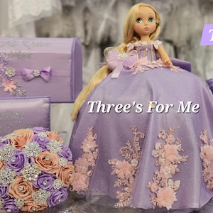 Rupunzel inspired lilac lavender, light purple, blush, light pink Quinceanera, sweet 16, Bible, Quince