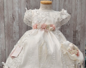 Virgin Mary- Baptism ivory gown- Ropon ivory para bautizo- Ropon para bautizo- Virgin Mary