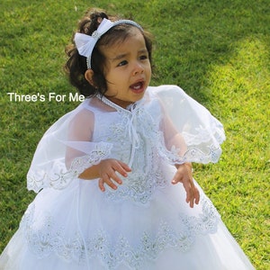 Virgin Mary Embroidered Baptism Dress, Vestido de Bautizo con Imagen de Virgen de Guadalupe, Christening Dress with Virgin Mary White Dress