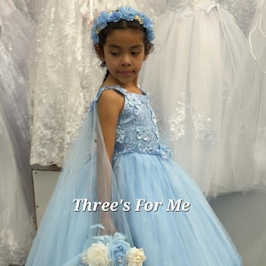 Baby blue, 3 años vestido, mini quince, birthday dress, wedding flower girl, Cape baby blue, ballgown, presentation, pagent
