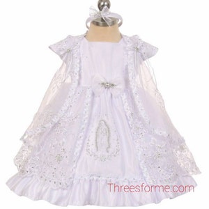 Baptism Virgin Mary dress: white Chrsitening dress