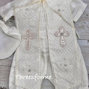 Boy Baptism Christening Outfit: Romper Gown Ropon, Ivory Boy Gown, Vintage Creamy Ivory Outfit, Boy Baptism, Niño Bautizo, Hueso Ropon  Niño