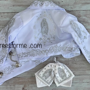 Traje de charro Virgen María color azul-blanco Traje de charro niño Traje de charro color azul-blanco Traje de charro