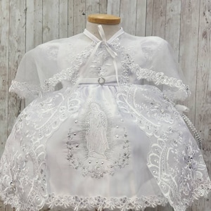 Virgin Mary Baptism Dress, vestido de virgin bautizo, lace baptism dress