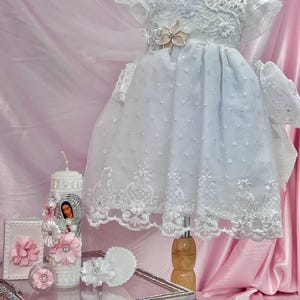 Vestido Blanco para Bautizo- Batita blanca de bautizo- Vestido Baptis: Vestido de bautizo blanco