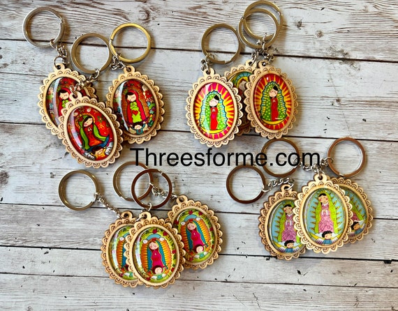 12 Baptism Favors Keychains Bautizo Recuerdos Virgen Mary Llaveros  Communion