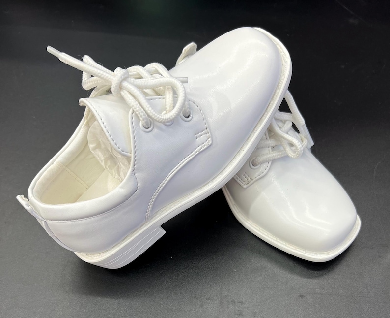 Boy shoes- classic white shoes for boy- Christening boy shoes - baptism boy shoes image 1