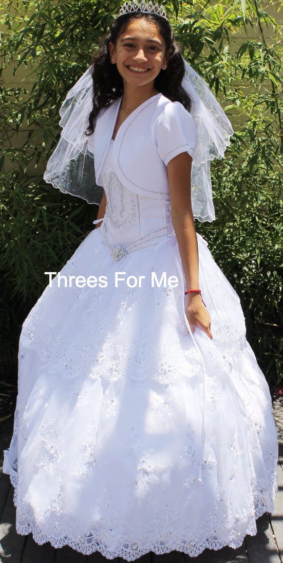 Vestido de primera comunión: vestido largo de la virgen maría | Etsy México