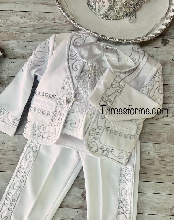 Traje charro blanco y traje de para bautizo - Etsy España