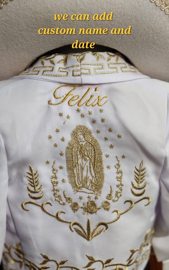 Virgin Mary Charro Outfit Beige W Gold Accent Boy Charro Outfit