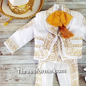 Charro Outfit + Hat  &quot;Recuerdo de Mi Bautizo&quot; Traje de charro para bautizo- Boy Baptism Charro outfit