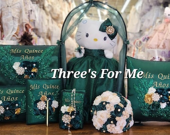 Esmeralda Green, sweet 16, Bible, Pillow, cojin, pillow, money box, photo album, album de foto, almuada de quince verde esmeralda