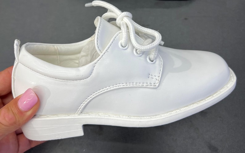 Boy shoes- classic white shoes for boy- Christening boy shoes - baptism boy shoes image 2