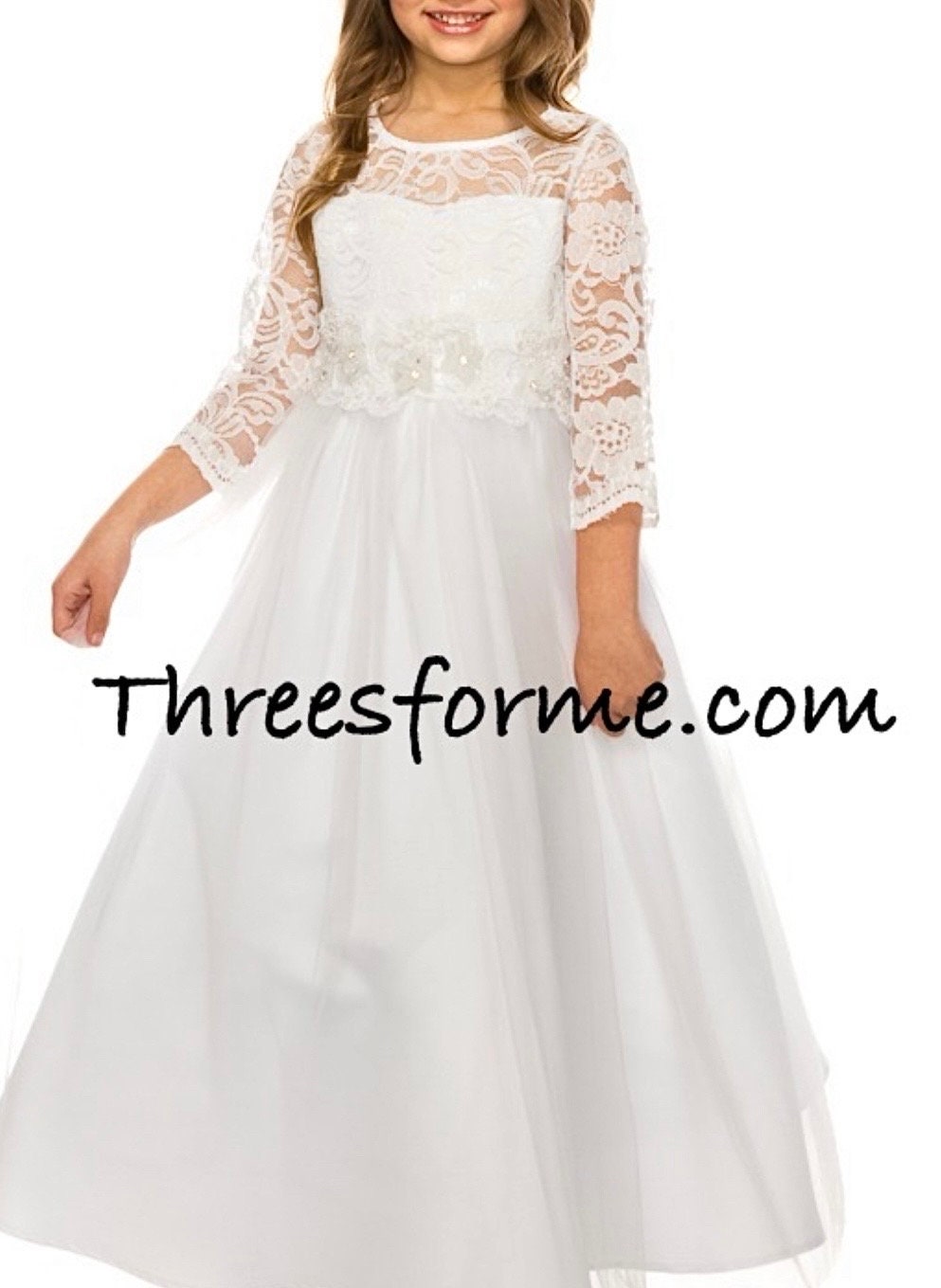 CLEARANCE Flower girl dress,first communion dress ,ivory lace dress Rustic  flower girl dress, junior bridesmaids. long sleeve girl dress 234