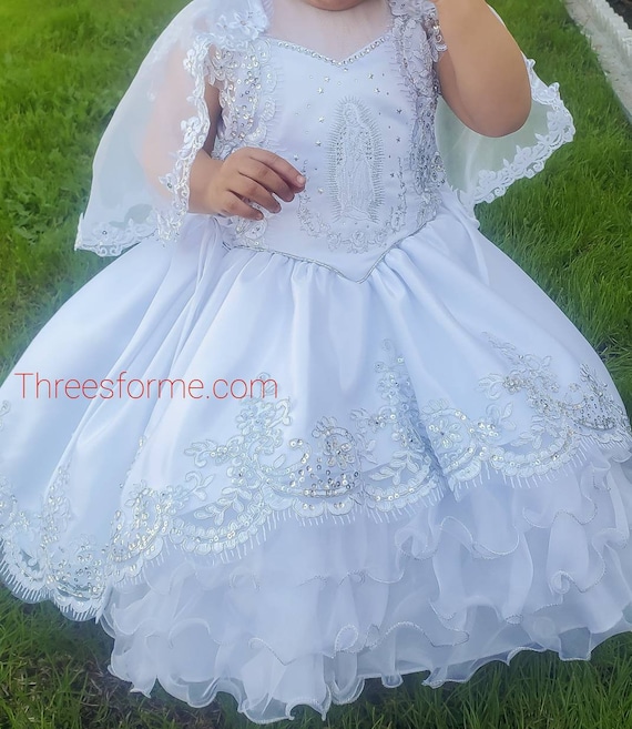 Virgin Mary Embroidered Baptism Dress Vestido De Bautizo Con - Etsy Virgin Mary Embroidered Baptism Dress Vestido De Bautizo Con - Etsy