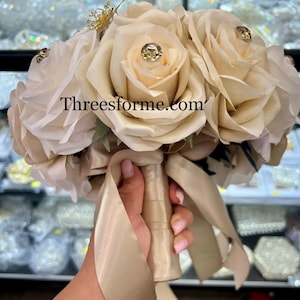 Butterfly’s Ramo  ivory con champagne ramo para Quinceañera o Boda color  ivory sweet 15 bouquet Ramos para quinceañera bouquets