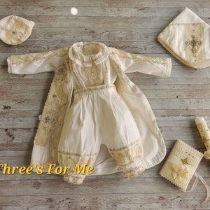 Boy Baptism Christening Outfit: Romper Gown Ropon