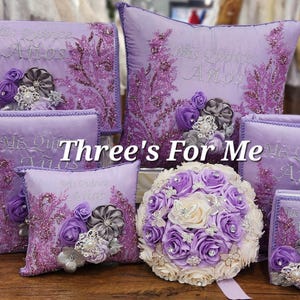 Lavender Quinceanera, sweet 16, Bible, Pillow, cojin, pillow, money box, photo album, album de foto, almuada de quince