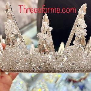 Queen crown-Corona de crystal-Corona de quinceañera- sweet fifteen crown-sweet 16 tiaras-Big silver crown-crystal crown
