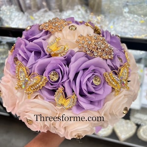 Butterfly’s Quinceañera ramo en color lila con ivory sweet 15 bouquet Ramos para quinceañera bouquets- Ramo de mariposas
