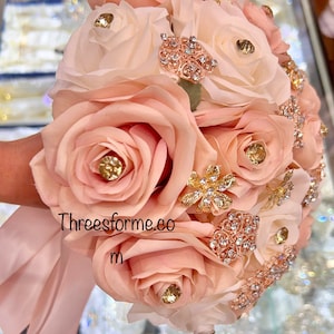 Quinceañera ramo en color rosa con ivory sweet 15 bouquet Ramos para quinceañera bouquets