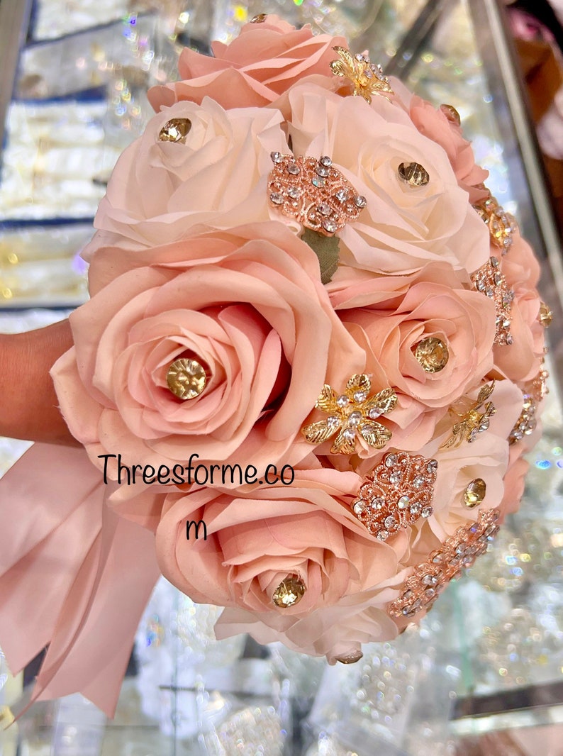Quinceañera Ramo En Color Rosa Con Ivory Sweet 15 Bouquet Etsy