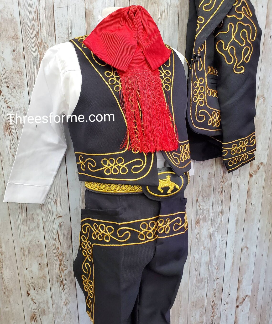 6 Piece Black Charro Outfit Mariachi Black Suit Charro Suit Etsy
