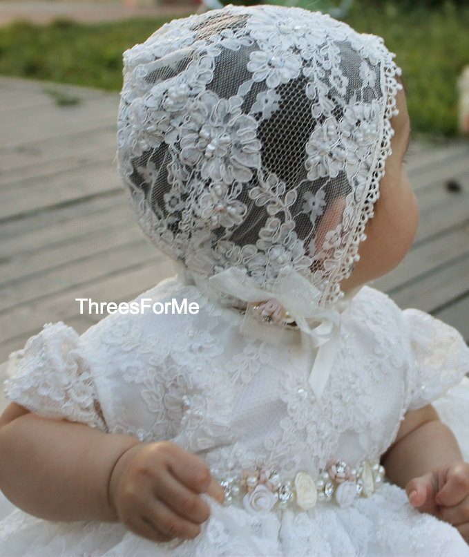 Lace Christening dress Baptism Lace Gown Ropon de Bautizo