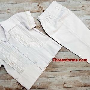 3pcs Guayabera outfit: Mexican Boy Guayabera set for baptism
