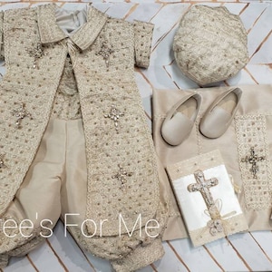 Boy Heirloom baptism outfit Christening boy romper ivory one piece romper Baptism outfit set Ropon de nino de bautizo