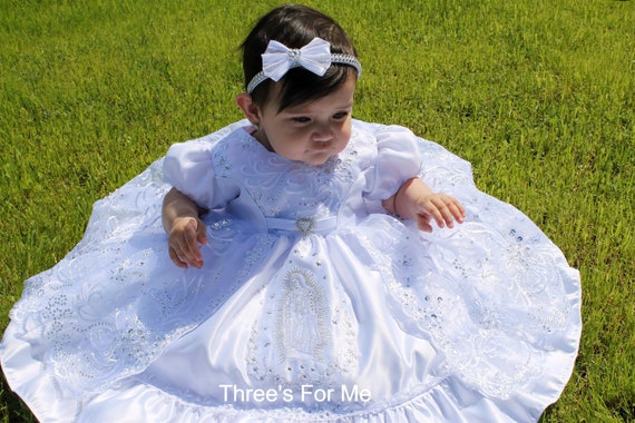 Virgin Mary Embroidered Baptism Dress Vestido De Bautizo Con - Etsy Virgin Mary Embroidered Baptism Dress Vestido De Bautizo Con - Etsy